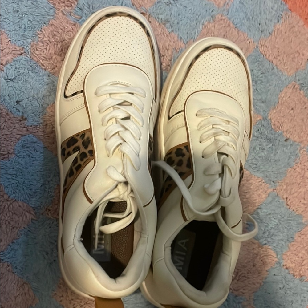 Women's White and Brown Sneakers